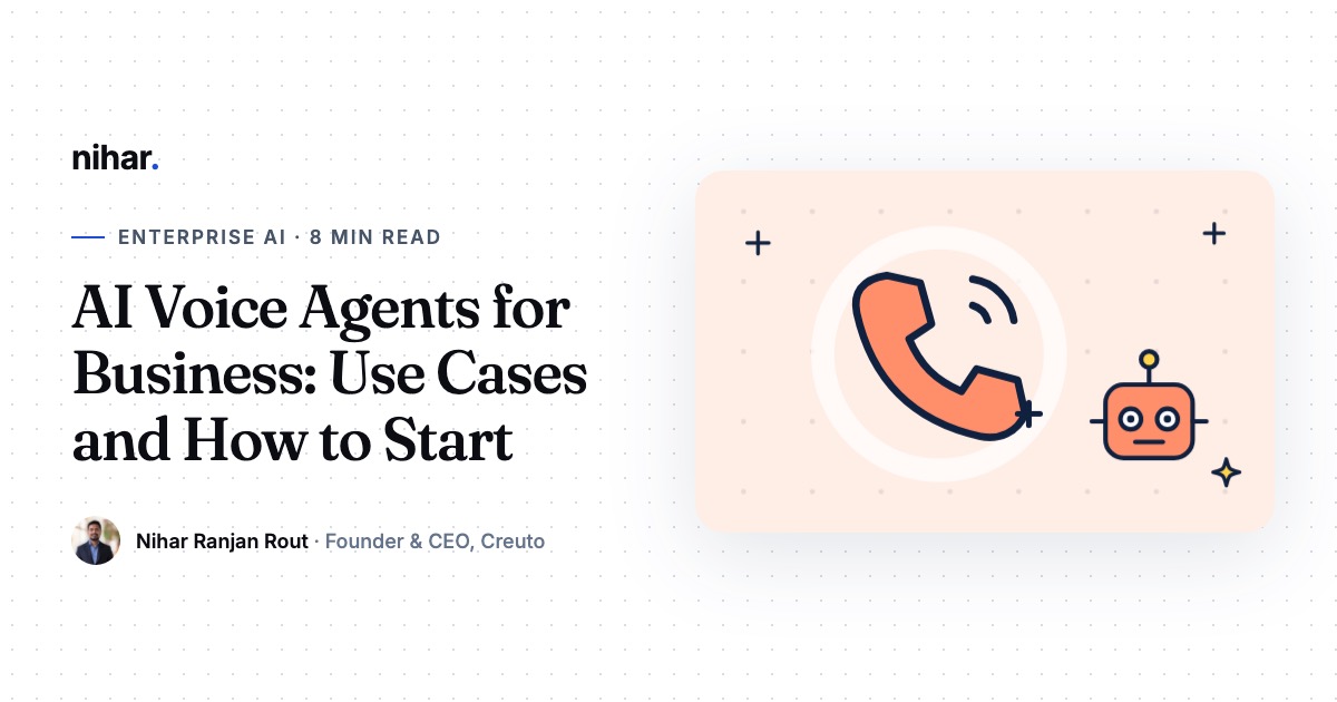 AI Voice Agents for Business: What They Do, Where They Work and How to Start: guide by Nihar Ranjan Rout