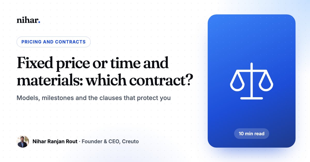 Fixed Price vs Time and Materials: Which Software Development Contract Is Right for You?: guide by Nihar Ranjan Rout