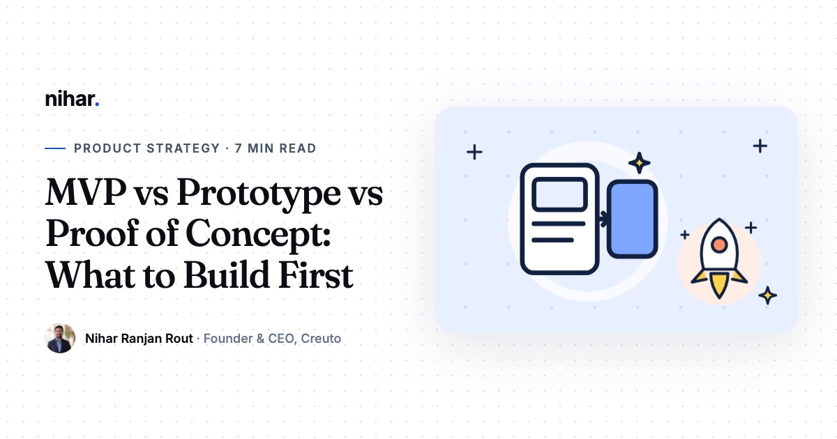 MVP vs Prototype vs Proof of Concept: What Each One Is and Which to Build First: guide by Nihar Ranjan Rout