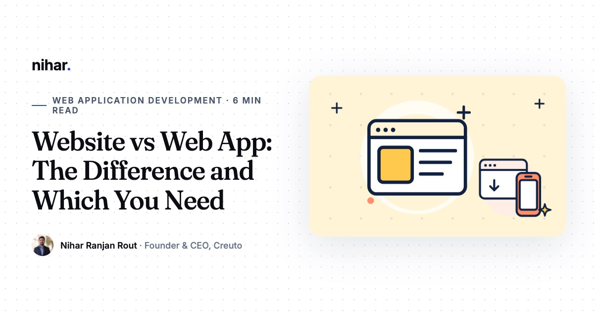Website vs Web Application: What Is the Difference, and Which Does Your Business Need?: guide by Nihar Ranjan Rout
