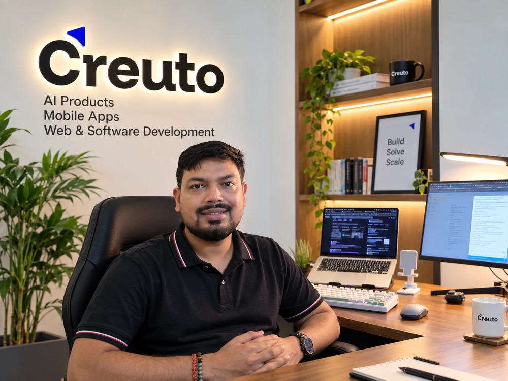 Nihar Ranjan Rout, Founder & CEO of Creuto, in the Creuto office